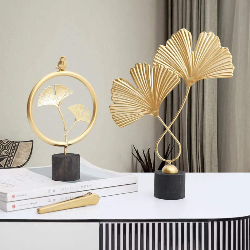 Nordic Gold Ginkgo Leaf Crafts Leaves Sculpture Luxury Decor Home Decoration Accessories Office