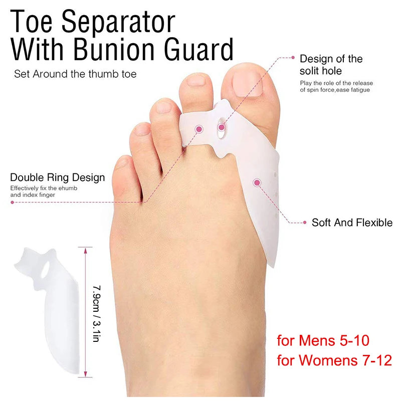 1 Pair Silicone Toe Corrector Instantly Improve Foot Health and Comfort with Hallux Valgus Buffer Toe Separator