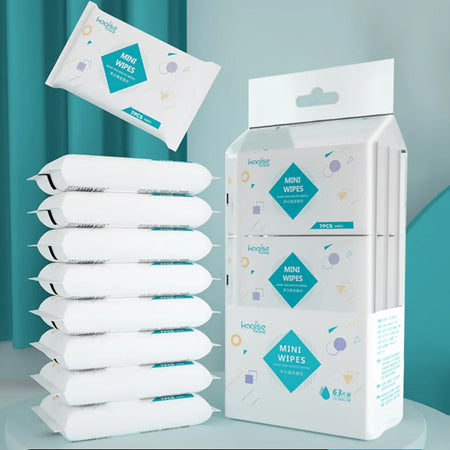 9 packs of 63 tablets Mini wipes for portable pouch Hand and Mouth wipes Extractable student cleaning wipes